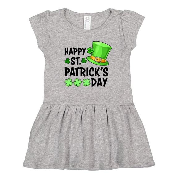 Inktastic Happy St. Patrick's Day Green Hat and Clovers Girls Toddler Dress