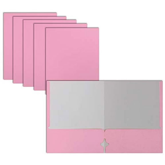 Two Pocket Portfolio Folders, 50-Pack, Pink, Letter Size Paper Folders, by Better Office Products, 50 Pieces, Pink