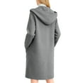 thumbnail image 3 of Peacoats for Women Elegant Single Breasted Mid Length Wool Blend Hooded Trench Coat Color: Grey Size: XL, 3 of 9