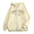 thumbnail image 2 of New York Brooklyn Hoodies for Women 2025 Long Sleeve Zip Up Hooded Sweatshirt with Pockets Jacket Coat, 2 of 5