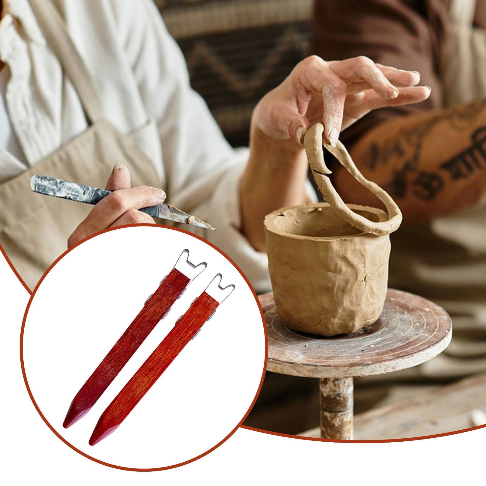 S SERENABLE 2 Pieces Pottery Trimming Tools Foot Trimmer Ergonomic Comfortable Grip Sturdy Clay Sculpture Tools Base Shaping for Modeling
