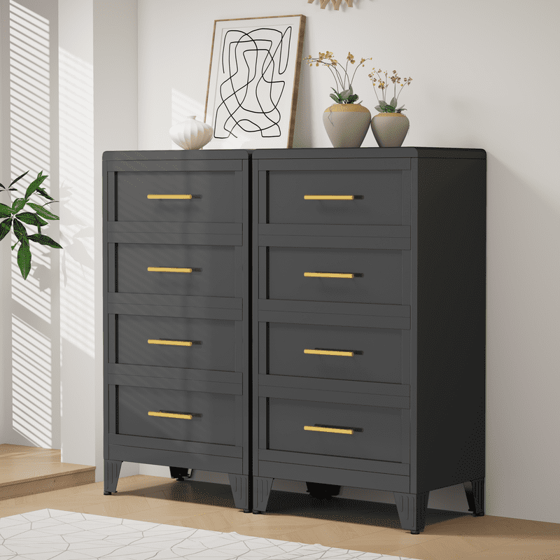 Erosoei Modern Metal Nightstand 4 Drawer Dresser for Bedroom