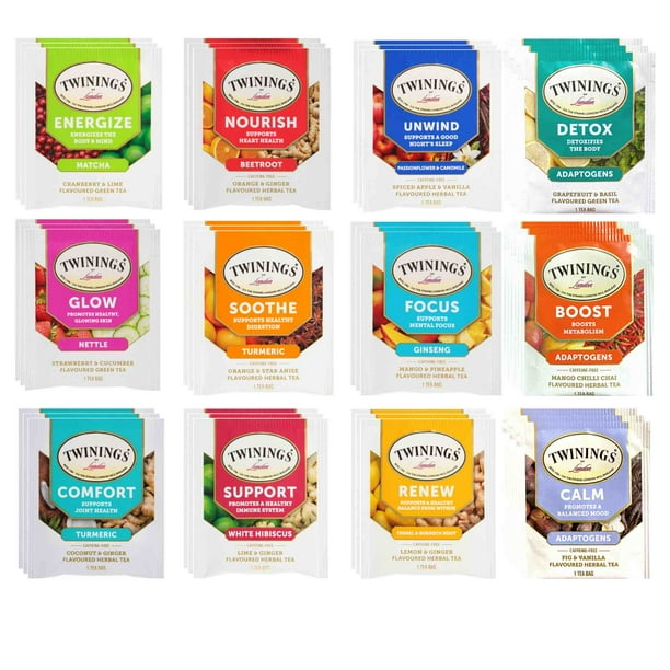 Twinings Wellness & Immunity Tea Sampler 36 Ct, 12 Flavors Walmart