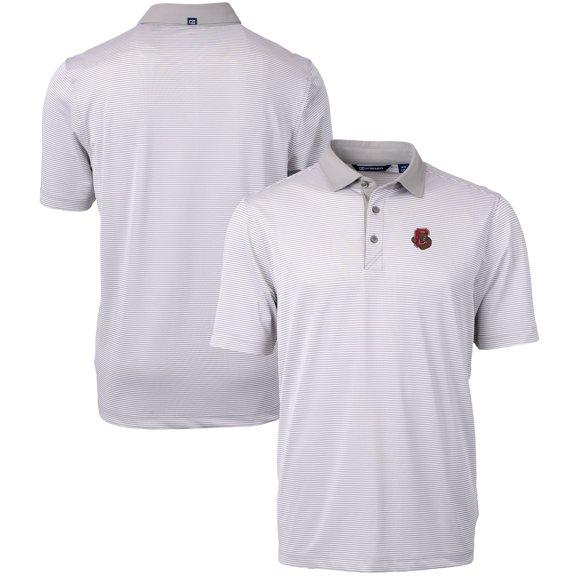 Men's Cutter & Buck  Gray/White Cornell Big Red Big & Tall Virtue Eco Pique Micro Stripe Recycled Polo
