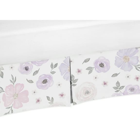 Lavender Watercolor Floral Crib Skirt by Sweet Jojo Designs