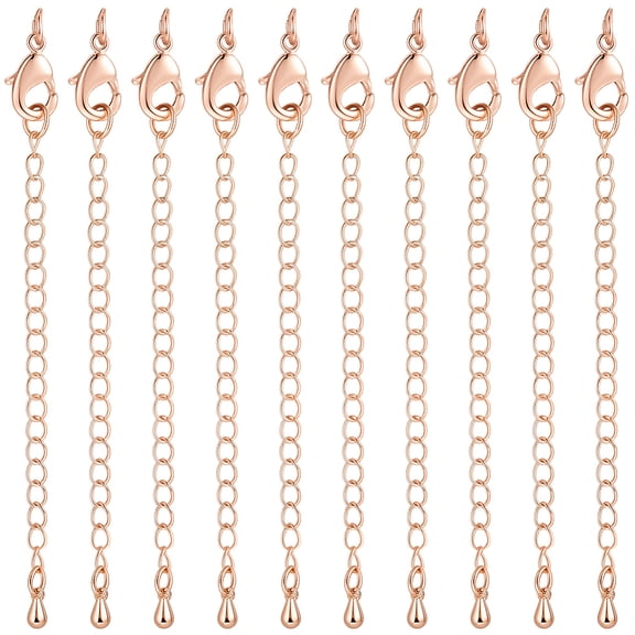 1 Box 20Pcs Necklace Extenders Clasps 65mm Rose Gold Color Bracelets Extender Chain with Lobster Clasp Extensions Tail Chains