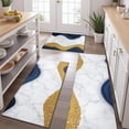 thumbnail image 2 of Blue White Gold Marble Pattern Kitchen Rugs Sets Of 3,Kitchen Runner Rugs Non Skid Washable,Decorative Kitchen Floor Mats for Kitchen,Sink,Laundry,17"x30"+ 17"x47" + 17"x59", 2 of 6