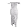 thumbnail image 4 of Tbopshirt Wedding Guest Dresses for Women Summer Fashion Slim Mesh Pleated Sleeveless One-Shoulder Dress, 4 of 4