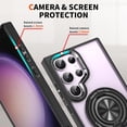 thumbnail image 4 of Phone Case for Samsung S24 Ultra Case Clear with Ring Holder Magnetic Fit Wireless Charger, Pink Shockproof Samsung Galaxy S24 Ultra Case with Kickstand Cover Slim (Blue), 4 of 8