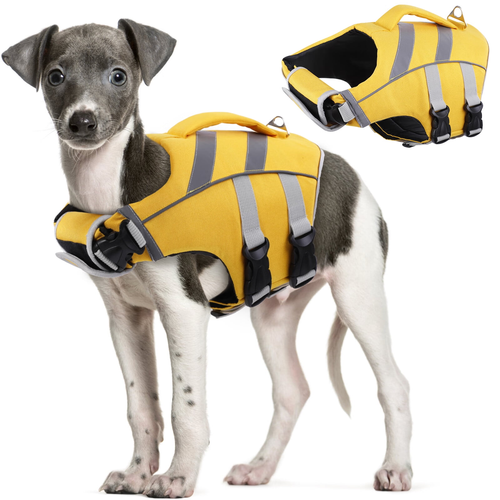 DOPI Dog Life Jacket with Reflective Stripes, Adjustable High