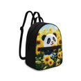 thumbnail image 2 of HELLHERO Panda Sunflower Theme Daypack for Work Travel, Front Pocket Small Travel Backpack Polyester Lightweight Mini Backpack, 2 of 8