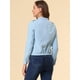 thumbnail image 5 of Chaqueta corta de motociclista Allegra K Piel sintética asimétrica con cremallera frontal para mujer Cielo azul M, 5 of 6