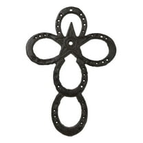 Cast Iron Rustic Western Horseshoes And Lone Star Christian Wall Cross Plaque