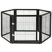 Angle View: PawHut Pet Playpen 6 Panels Gate Fireplace Fence Stair Barrier Room Divider