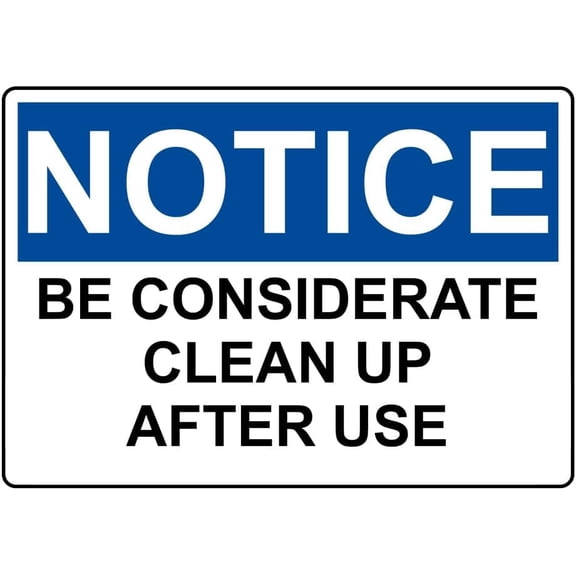 BE CONSIDERATE CLEAN UP AFTER USE Sign Safety Signs Style Caution Metal Tin Sign– Bold, High-Visibility Design for Safety,8×12 inch
