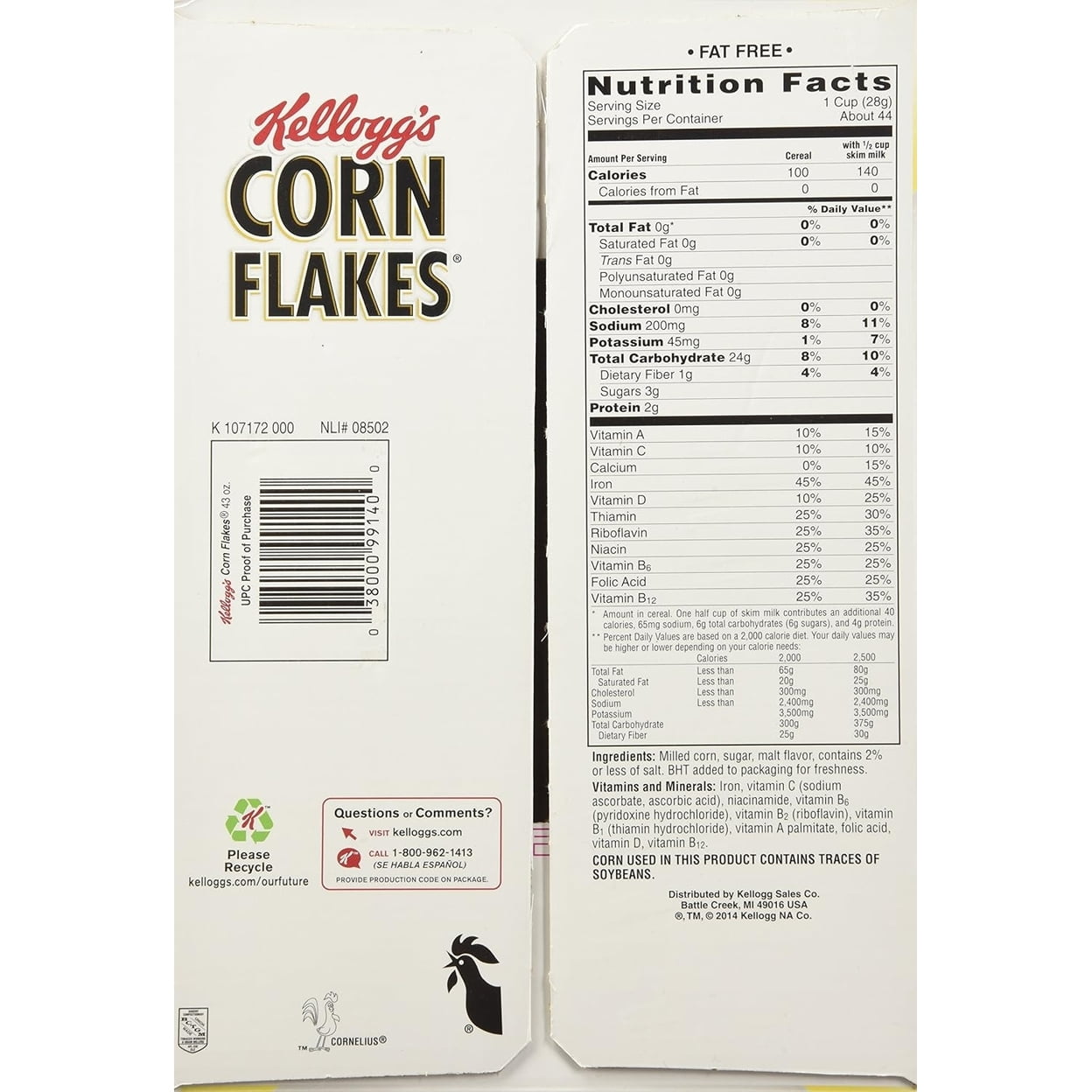 Kelloggs Corn Flakes Breakfast Cereal 43 Ounce