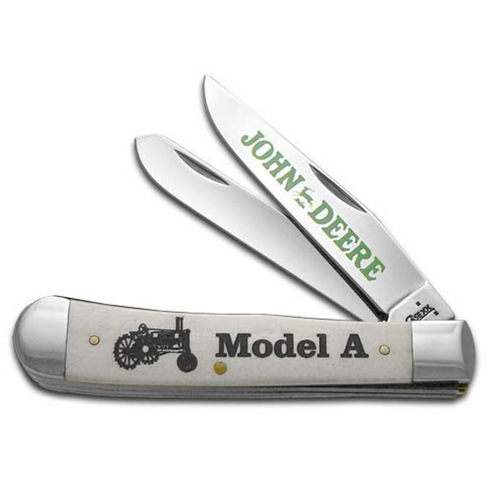 CASE XX John Deere Model A Natural Bone Trapper Stainless Pocket Knife
