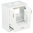 thumbnail image 5 of viswild 30" Bathroom Vanity with Ceramic Sink, Soft Close Doors, Freestanding Storage Cabinet, Solid Wood Frame, 1 Drawer & 2 Shelves, White, 5 of 14