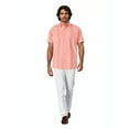 thumbnail image 3 of Havanera Men's and Big Men's Geo Embroidered Panels Short Sleeve Cotton Linen Button-Down Shirt, Sizes S-5XL, 3 of 8