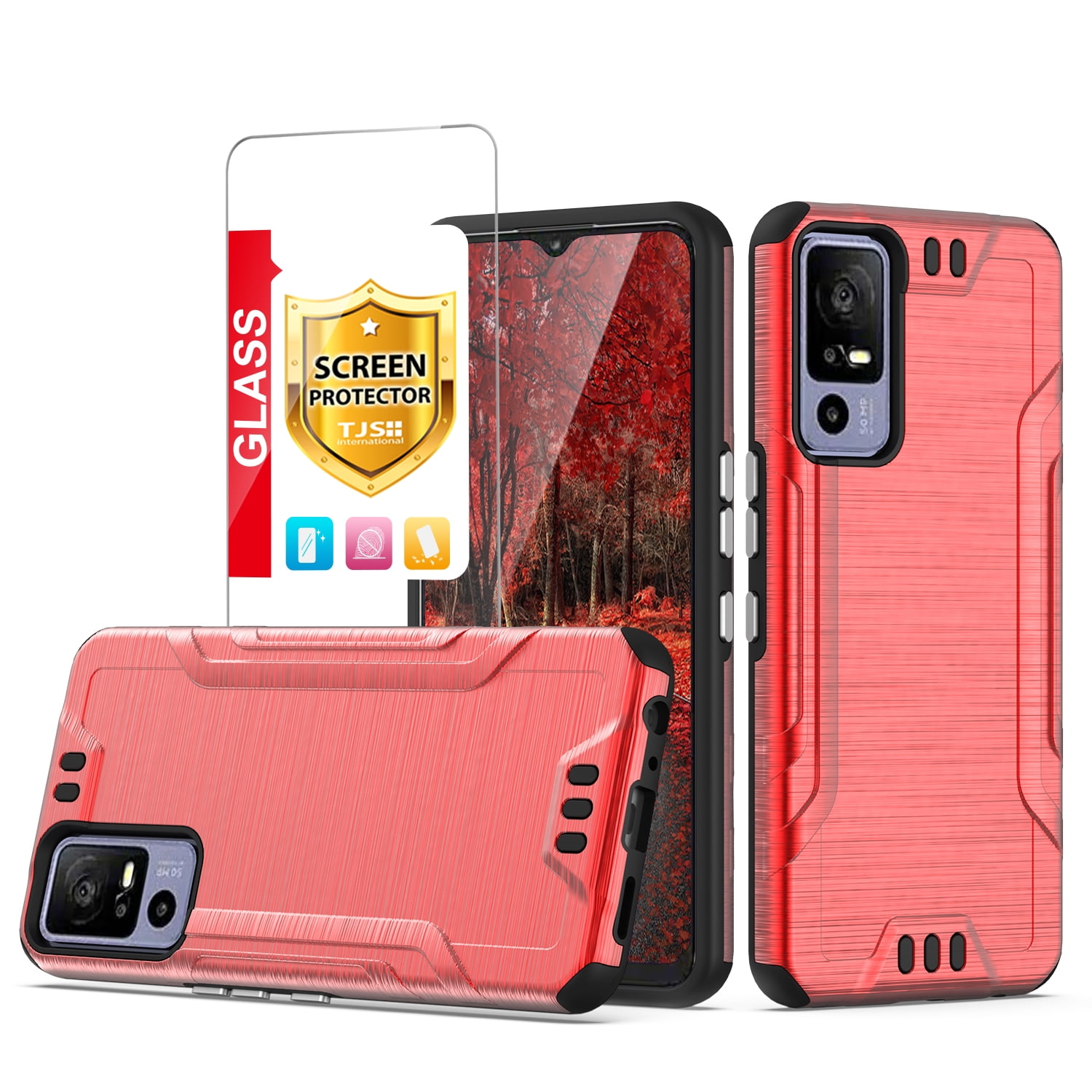 TJS for TCL 40 XE 5G Phone Case, with Tempered Glass Screen Protector ...