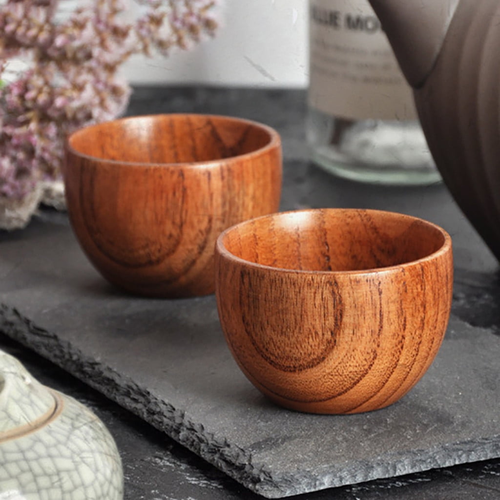 Set of 4 Handmade Wooden Cups Made of Jujube 