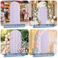 thumbnail image 6 of Purple Striped Arch Backdrop Cover, Spandex Fitted Wedding Arch Cover, Modern Farmhouse Purple White Stripes Round Top Stand Covers for Birthday Ceremony Bridal Shower Party Decor 7.2x4 Ft, 6 of 9