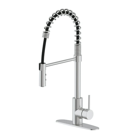 Westbrass KS18A-20 21 Commercial Kitchen Faucet with Dual Function Open Coil Pull Down Sprayer and 1-Lever Handle Stainless Steel