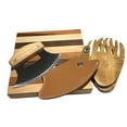 thumbnail image 3 of Made in the USA Cherry,Oak & American Walnut Wood Ulu Chopping Bowl / Board Top SLOT Birch Handle Knife Sheath Salad Paws BUNDLE, 3 of 8