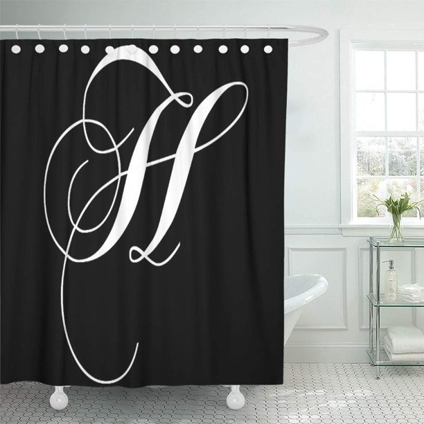 CYNLON Letters Black Monogram H Designer Monogrammed Initials Swirls