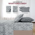 thumbnail image 4 of Lux Decor 6 Piece King Sheet Set – Ultra-Soft Microfiber, Paisley Print, Upto 16" Deep Pocket Fitted Sheet, Flat Sheet & 4 Pillowcases, Grey, 4 of 11