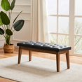 HUIMO Leather Upholstered Ottoman Bench for Bedroom, Entryway, Living