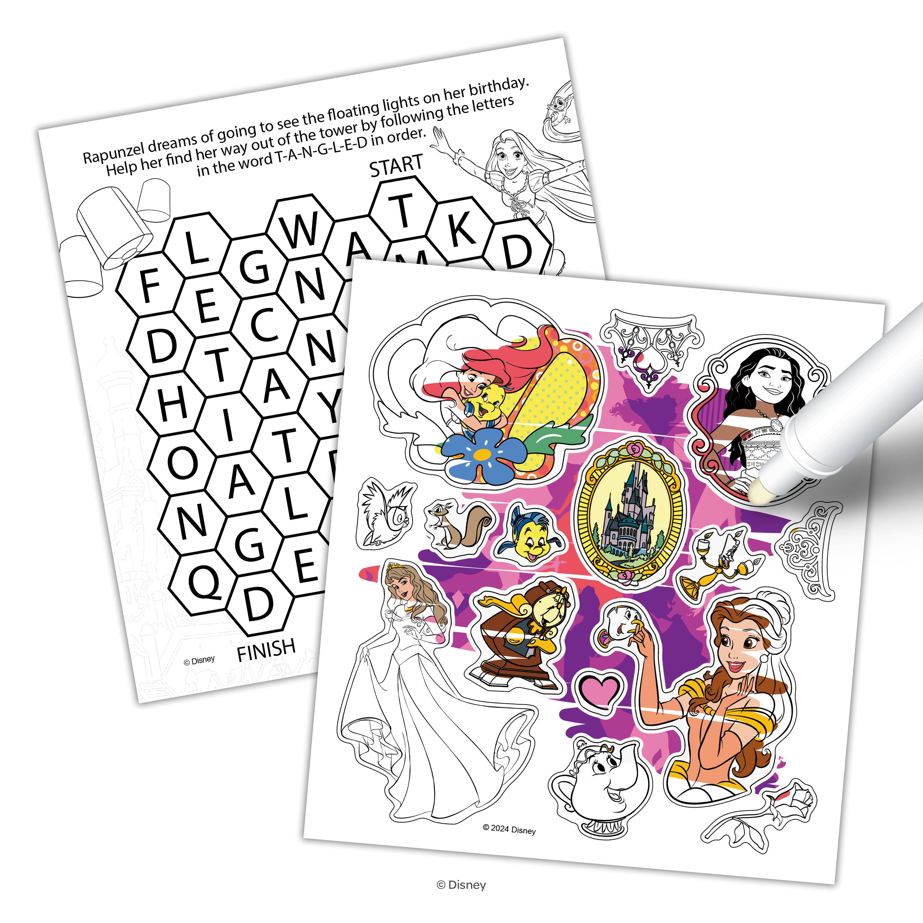 Disney Princess 12-Page Imagine Ink Mess Free Coloring Book with Stickers