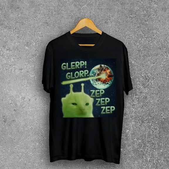 Glerp Glorp Funny Alien Cat Cat Meme Tee Shirt Gift for Woman and Man,Goofy ahh Shirts,Memes Tshirt
