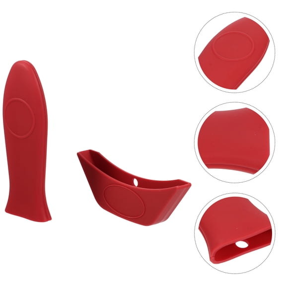 CIMAXIC Pan Handle Covers Heat Resistant Silicone Pot Holders Red 2Pcs 5.7X1.9In