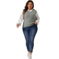 thumbnail image 3 of DARING DIVA Women's Plus Size V Neck Knit Sweater Vest 2X Gray, 3 of 6