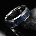 thumbnail image 3 of 8mm Lapis Lazuli Tungsten Carbide Ring for Unisex Beveled Edges Wedding Band Size 7-12, 3 of 5