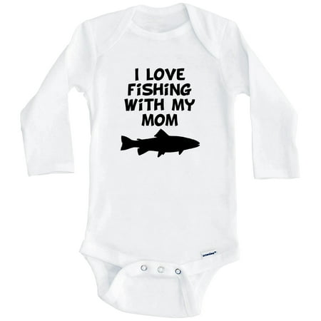 

I Love Fishing With My Mom One Piece Baby Bodysuit (Long Sleeve) 6-9 Months White