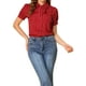 thumbnail image 5 of INSPIRAR CHIC Blusa de Chifón con Cuello Peter Pan y Lazo, Estampado Retro, Manga Corta, S Puntos Rojos, 5 of 8
