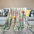 Creowell Flowers Leaves Watercolor Flannel Throw Blanket Bedding Cozy