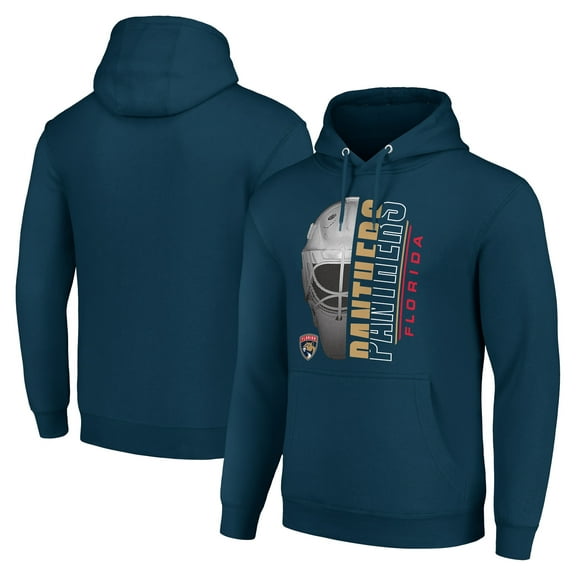 Men's Starter Navy Florida Panthers Half Helmet Fleece Pullover Hoodie