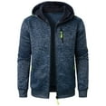 thumbnail image 2 of XDDLITP Men's Fleece Lined Zip Up Jacket Solid Color Long Sleeve Hooded Sweatshirt with Zipper Pockets Lightweight Sweatshirt Sports Spring Pullover,Navy 3XL, 2 of 4