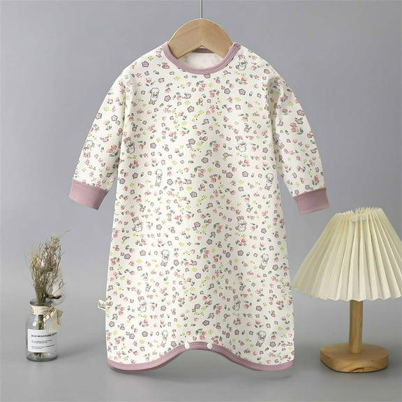 CYRBOKO Toddler Girls Dresses, Lightweight Long Sleeve Cotton Floral Print Girls Pajamas White Size 2-3 T