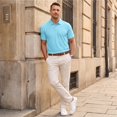 thumbnail image 6 of Men's Polo Shirt Short Sleeve Collared Button Placket Classic Fit Lightweight Casual Golf Polo Shirt, 6 of 7