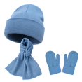 thumbnail image 4 of CPNG Girls Winter Warm Beanie Hat Scarf Gloves Set, Warm Fleece Knitted Pompom Hat with Pom Pom Neck Warmer Long Scarf Touchscreen Gloves, 4 of 5