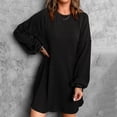 thumbnail image 2 of HAPIMO Women's Cotton Lined Winter Mini Loose Dress Pajamas Solid Color Round Neck Elegant Casual Soft Fleece Trendy Clearance Spring Long Sleeve Black L, 2 of 9