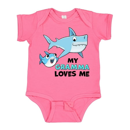 

Inktastic My Gramma Loves Me with Cute Sharks Boys or Girls Baby Bodysuit