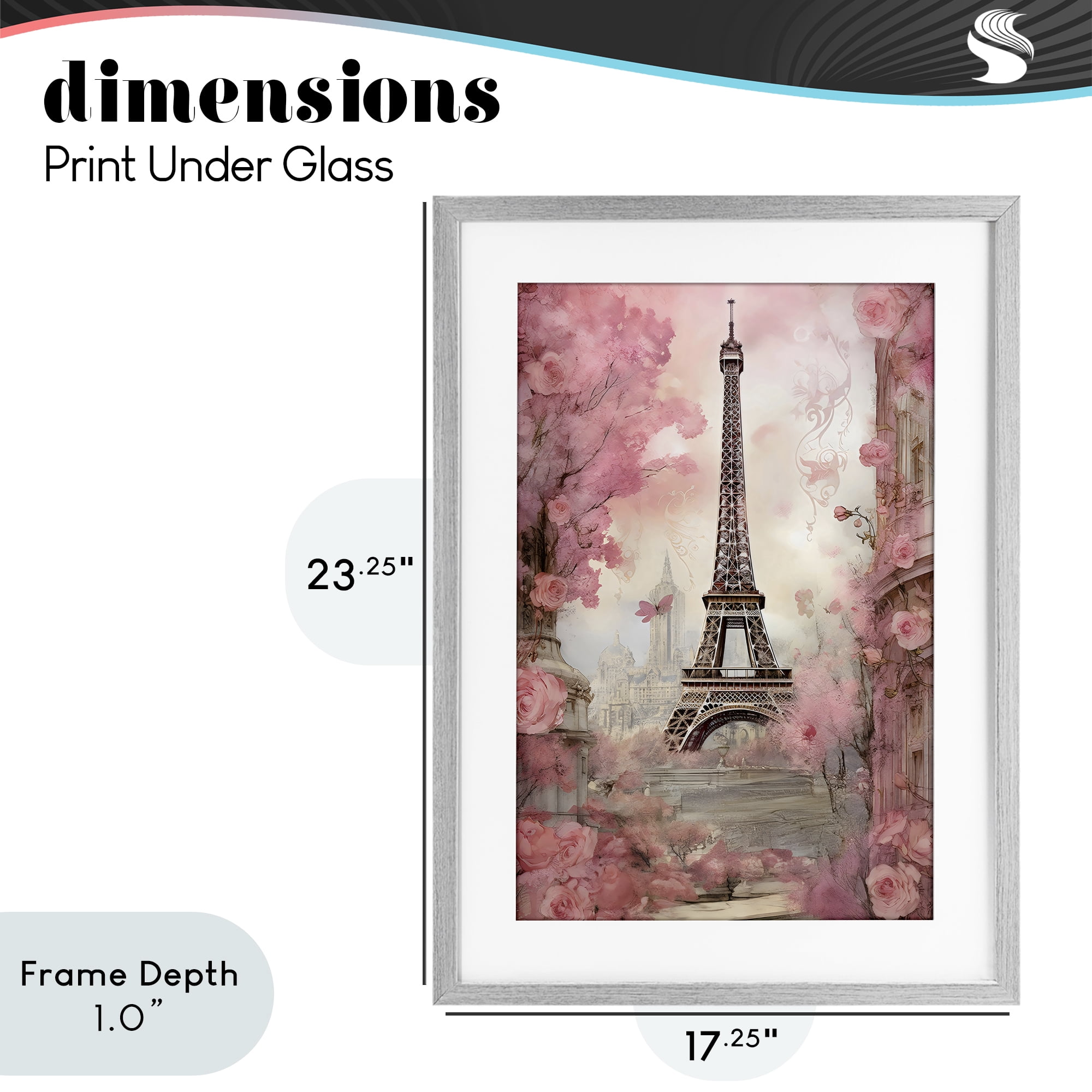 Stupell Industries Paris City View in Bloom Gray Framed Print Under Glass, design by Creative Studio