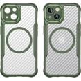thumbnail image 3 of Case for iPhone 13,Full-Body Rugged Carbon Fibre Protective Clear Back Hybrid Magnetic with Wireless Charge Shockproof Protector Phone Case for iPhone 13,6.1 inch 2021 (Green), 3 of 17