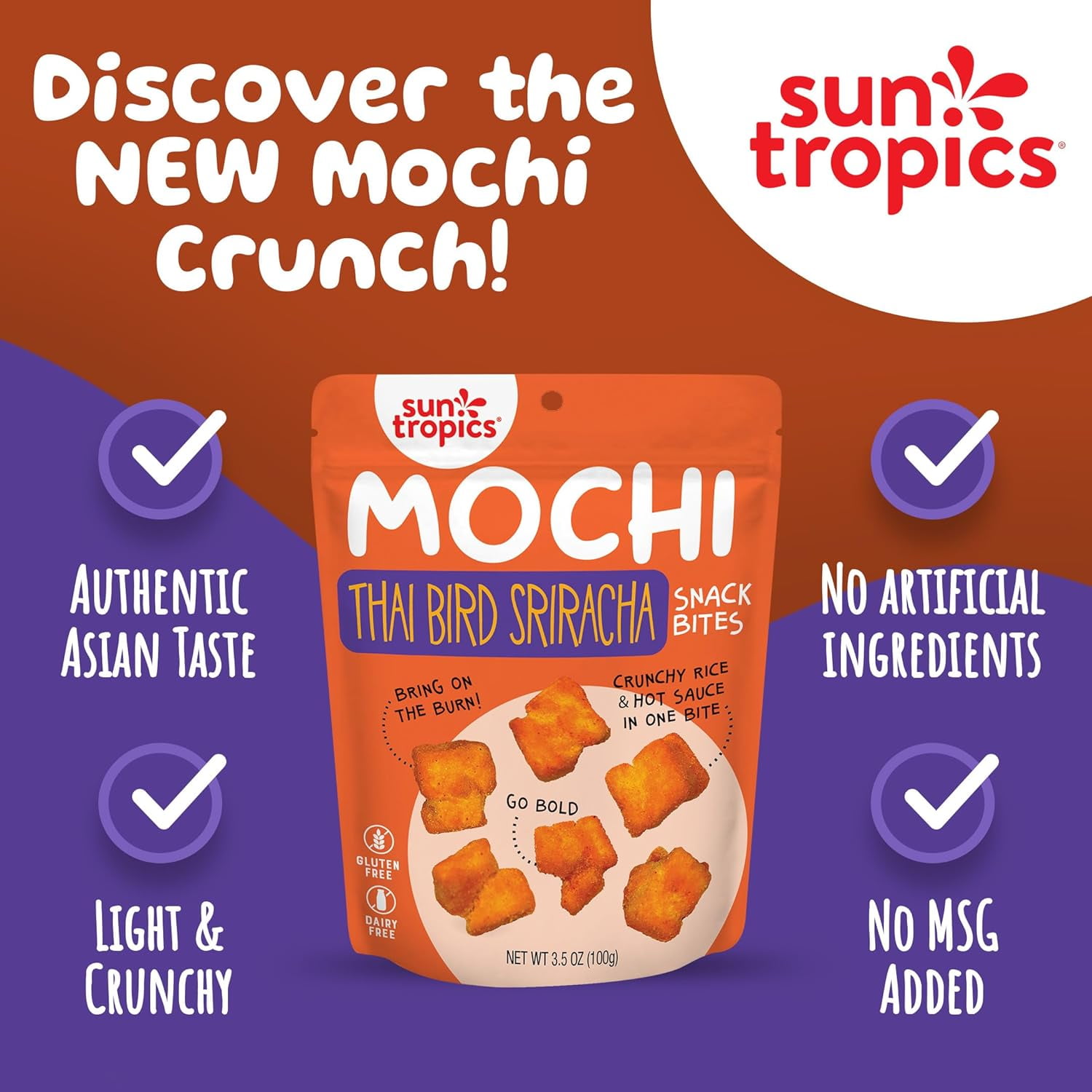 Pack of 12), Sun Tropics Thai Bird Sriracha Mochi Snack Bites, 3.5