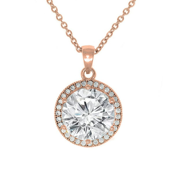 Cate & Chloe Sophia 18k Rose Gold Plated Circle Halo Pendant Necklace ...